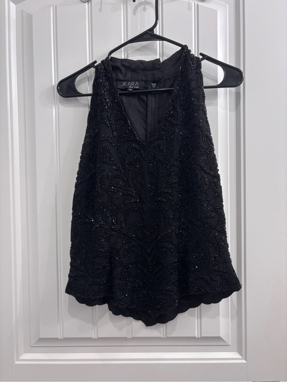Vintage J Kara Black Beaded Halter Camisole